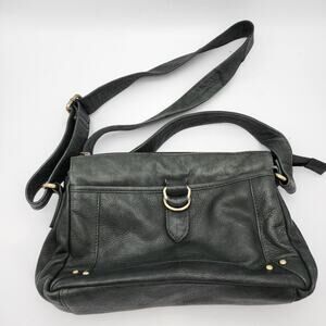 Great American Leather Works Green Leather Handbag Crossbody Shoulder Bag Grunge